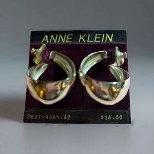 18kt gold Filled Post Anne Klein Silver Twisted Hoop